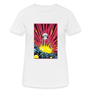 Das Sputnik Raumschiff: Pop Art Alien Invasion - Frauen T-Shirt atmungsaktiv - Weiß - Vorne - AI Model Female 172 dark (172cm)