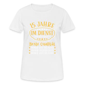 15 Jahre im Dienst 15 Jähriges Dienstjubiläum - Frauen T-Shirt atmungsaktiv - Weiß - Vorne - AI Model Female 172 dark (172cm)