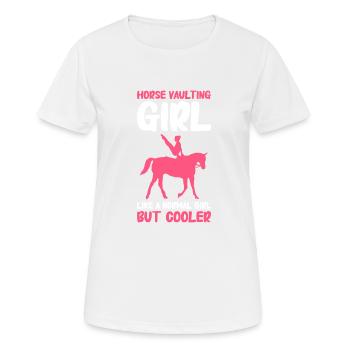 Voltige, Equitation, Dressage - T-shirt respirant Femme - blanc - Devant - AI Model Female 172 dark (172cm)