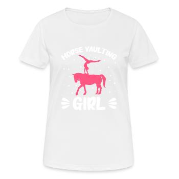 Voltige, Equitation, Dressage - T-shirt respirant Femme - blanc - Devant - AI Model Female 172 dark (172cm)