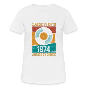 1974 Vintage vinyle classique naissance - T-shirt respirant Femme - blanc - Devant - AI Model Female 172 dark (172cm)