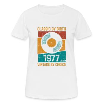1977 Vintage vinyle classique naissance - T-shirt respirant Femme - blanc - Devant - AI Model Female 172 dark (172cm)
