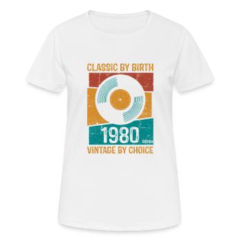 1980 Vintage Vinyl Classic Geburtsjahr - Frauen T-Shirt atmungsaktiv - Weiß - Vorne - AI Model Female 172 dark (172cm)
