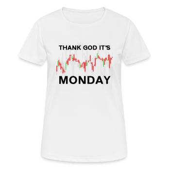 Dieu merci, c’est le jour du graphique boursier du lundi Marché boursier - T-shirt respirant Femme - blanc - Devant - AI Model Female 172 dark (172cm)