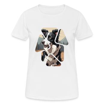 Chien de race border collie - T-shirt respirant Femme - blanc - Devant - AI Model Female 172 dark (172cm)