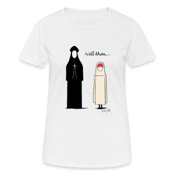 Nun and Priest: Well then - Women's Breathable T-Shirt - white - Front - AI Model Female 172 dark (172cm)