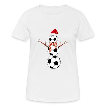 Lustiger Weihnachtsfußball-Schneemann - Frauen T-Shirt atmungsaktiv - Weiß - Vorne - AI Model Female 172 dark (172cm)
