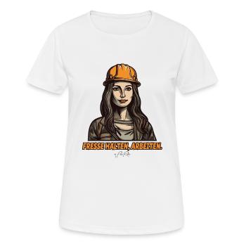 Bauleiter, Fresse halten und arbeiten - Frauen T-Shirt atmungsaktiv - Weiß - Vorne - AI Model Female 172 dark (172cm)