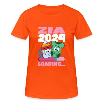 Zia 2024 Loading Tante 2024 - Frauen T-Shirt atmungsaktiv - Neonorange - Vorne - AI Model Female 172 dark (172cm)