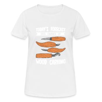 Sculpture sur bois brillant sur bois - T-shirt respirant Femme - blanc - Devant - AI Model Female 172 dark (172cm)