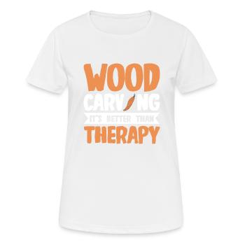 Sculpture sur bois brillant sur bois - T-shirt respirant Femme - blanc - Devant - AI Model Female 172 dark (172cm)