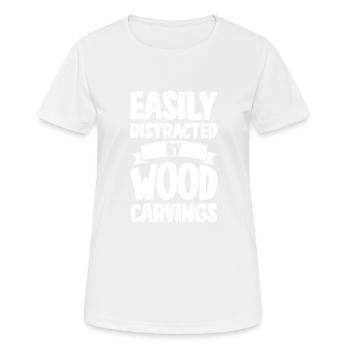 Sculpture sur bois brillant sur bois - T-shirt respirant Femme - blanc - Devant - AI Model Female 172 dark (172cm)
