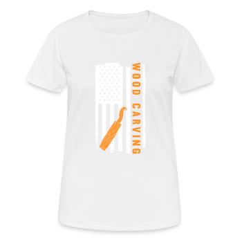 Sculpture sur bois brillant sur bois - T-shirt respirant Femme - blanc - Devant - AI Model Female 172 dark (172cm)