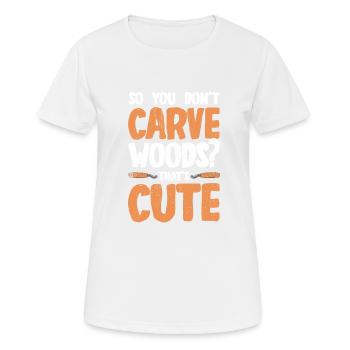 Sculpture sur bois brillant sur bois - T-shirt respirant Femme - blanc - Devant - AI Model Female 172 dark (172cm)