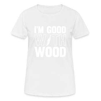 Sculpture sur bois brillant sur bois - T-shirt respirant Femme - blanc - Devant - AI Model Female 172 dark (172cm)