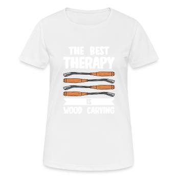Sculpture sur bois brillant sur bois - T-shirt respirant Femme - blanc - Devant - AI Model Female 172 dark (172cm)
