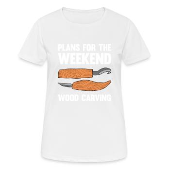 Sculpture sur bois brillant sur bois - T-shirt respirant Femme - blanc - Devant - AI Model Female 172 dark (172cm)