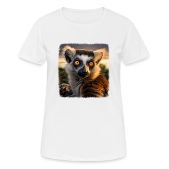 Lémuriens à queue annelée réaliste lémurien à queue annelée - T-shirt respirant Femme - blanc - Devant - AI Model Female 172 dark (172cm)