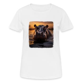 Hippos realistic Hippo - Women's Breathable T-Shirt - white - Front - AI Model Female 172 dark (172cm)