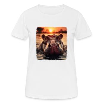 Hippos realistic Hippo - Women's Breathable T-Shirt - white - Front - AI Model Female 172 dark (172cm)