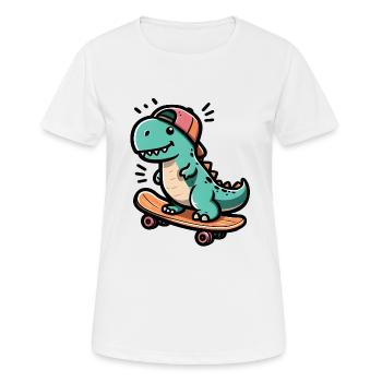 Dino skater - Cool sk8 raptor - T-shirt respirant Femme - blanc - Devant - AI Model Female 172 dark (172cm)