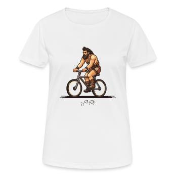 Pixel-Design Höhlenmensch Barbaren Mountain Bike - Frauen T-Shirt atmungsaktiv - Weiß - Vorne - AI Model Female 172 dark (172cm)