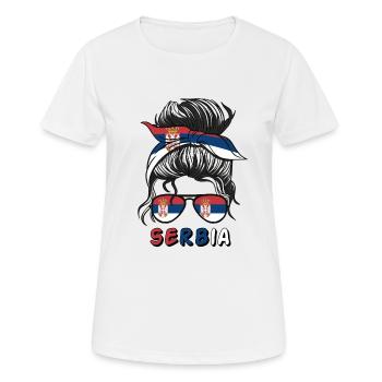 Serbie Drapeau Filles Filles Serbe Fille Enfants - T-shirt respirant Femme - blanc - Devant - AI Model Female 172 dark (172cm)