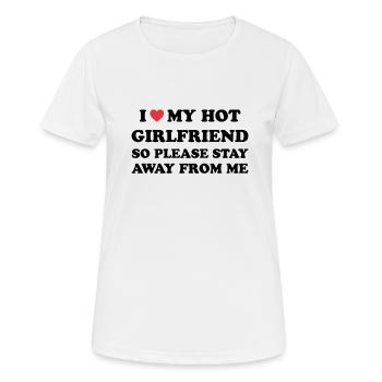 Liebe meine heiße Freundin - Abstand halten! - Frauen T-Shirt atmungsaktiv - Weiß - Vorne - AI Model Female 172 dark (172cm)