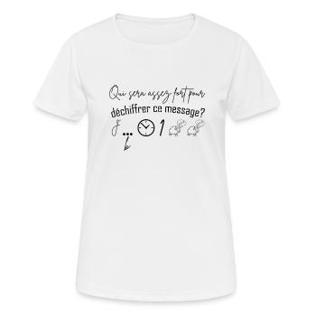 Annonce grossesse humoristique femme enceinte mère - T-shirt respirant Femme - blanc - Devant - AI Model Female 172 dark (172cm)