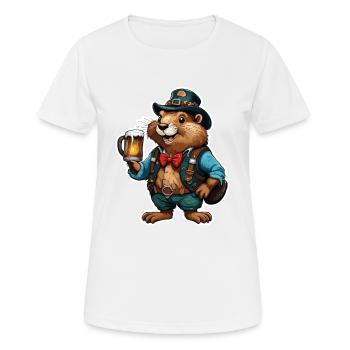 Lederhosen / Animal / Costume traditionnel / Tradition / Castor - T-shirt respirant Femme - blanc - Devant - AI Model Female 172 dark (172cm)
