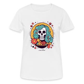 Vegetarischer Hippie Schädel Totenkopf - Frauen T-Shirt atmungsaktiv - Weiß - Vorne - AI Model Female 172 dark (172cm)