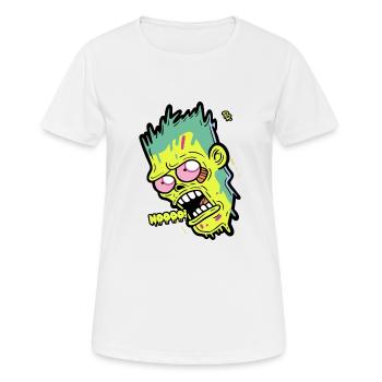 Cartoon Zombie sagt Nein - Frauen T-Shirt atmungsaktiv - Weiß - Vorne - AI Model Female 172 dark (172cm)