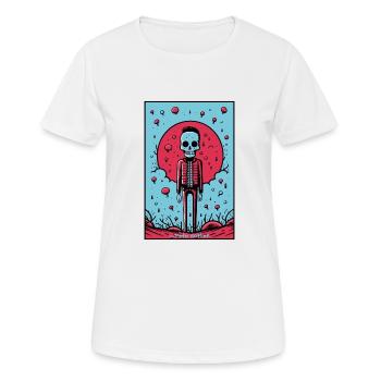 Modisches Skelett in einer öden Landschaft - Frauen T-Shirt atmungsaktiv - Weiß - Vorne - AI Model Female 172 dark (172cm)