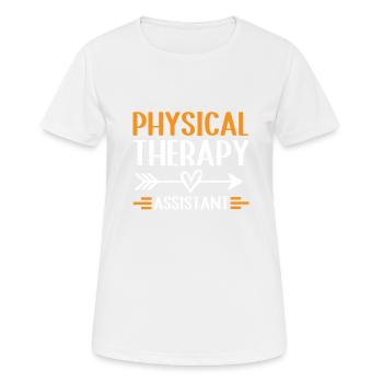 Kinésithérapeute Physiothérapie - T-shirt respirant Femme - blanc - Devant - AI Model Female 172 dark (172cm)