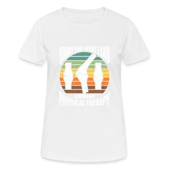 Kinésithérapeute Physiothérapie - T-shirt respirant Femme - blanc - Devant - AI Model Female 172 dark (172cm)