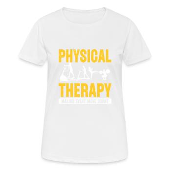 Kinésithérapeute Physiothérapie - T-shirt respirant Femme - blanc - Devant - AI Model Female 172 dark (172cm)