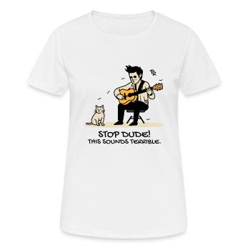 That sounds terrible: guitarist and cat - Women's Breathable T-Shirt - white - Front - AI Model Female 172 dark (172cm)