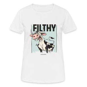 Angeekelte Kuh, dreckig und schmuddelig - Frauen T-Shirt atmungsaktiv - Weiß - Vorne - AI Model Female 172 dark (172cm)
