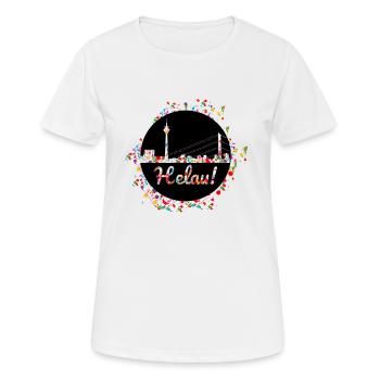 Düsseldorf, horizon, helau, confettis, carnaval, coloré - T-shirt respirant Femme - blanc - Devant - AI Model Female 172 dark (172cm)