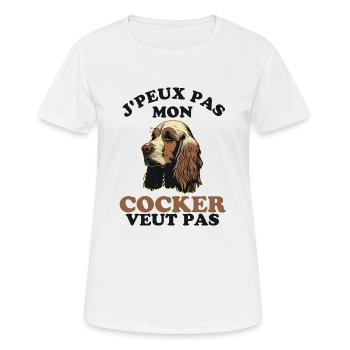 Humour chien de race cocker - T-shirt respirant Femme - blanc - Devant - AI Model Female 172 dark (172cm)