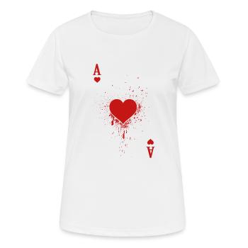 Card Game Costume Ladies Carnival Heart Ace - Women's Breathable T-Shirt - white - Front - AI Model Female 172 dark (172cm)