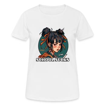 Gelangweiltes Anime Mädchen: Schule ist kacke - Frauen T-Shirt atmungsaktiv - Weiß - Vorne - AI Model Female 172 dark (172cm)