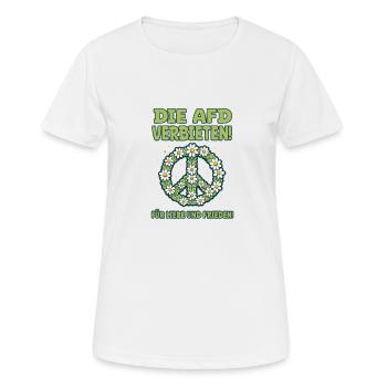 AfD verbieten für Liebe und Frieden - Gegen Nazis - Frauen T-Shirt atmungsaktiv - Weiß - Vorne - AI Model Female 172 dark (172cm)