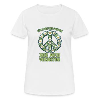 AfD verbieten - mit Liebe für Frieden gegen rechts - Frauen T-Shirt atmungsaktiv - Weiß - Vorne - AI Model Female 172 dark (172cm)