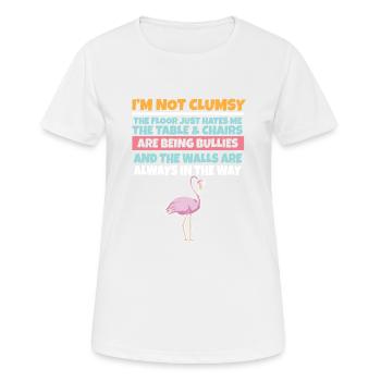 I'm Not Clumsy The Floor Hates Me Foolish Flamingo - Women's Breathable T-Shirt - white - Front - AI Model Female 172 dark (172cm)