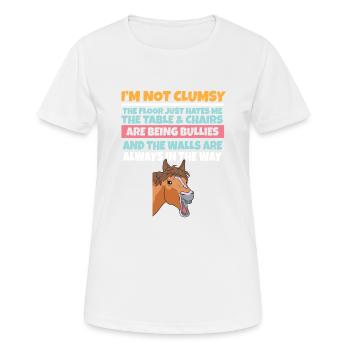 I'm Not Clumsy The Floor Hates Me Foolish Horse - Women's Breathable T-Shirt - white - Front - AI Model Female 172 dark (172cm)