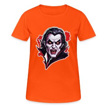 Vampire / Dracula / Bloodsucker / Halloween / Myth - Women's Breathable T-Shirt - neon orange - Front - AI Model Female 172 dark (172cm)
