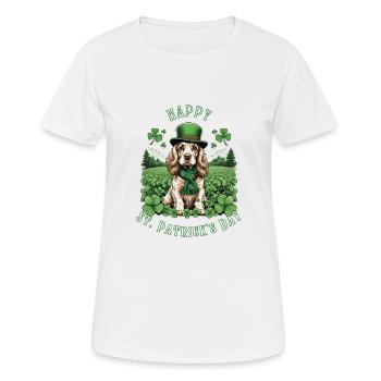 Irish Setter St. Patrick's Day Green Hat Pup - Frauen T-Shirt atmungsaktiv - Weiß - Vorne - AI Model Female 172 dark (172cm)