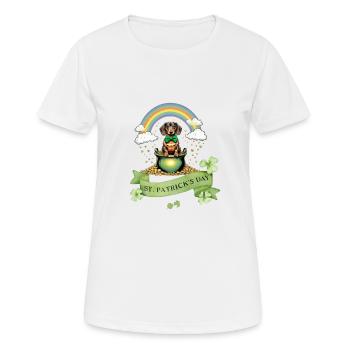 Teckel arc-en-ciel I Pot d’or Saint-Patrick - T-shirt respirant Femme - blanc - Devant - AI Model Female 172 dark (172cm)