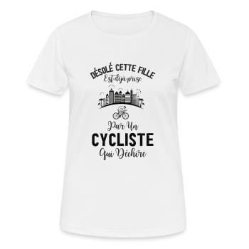 Fille prise par un cycliste qui déchire 1 - T-shirt respirant Femme - blanc - Devant - AI Model Female 172 dark (172cm)